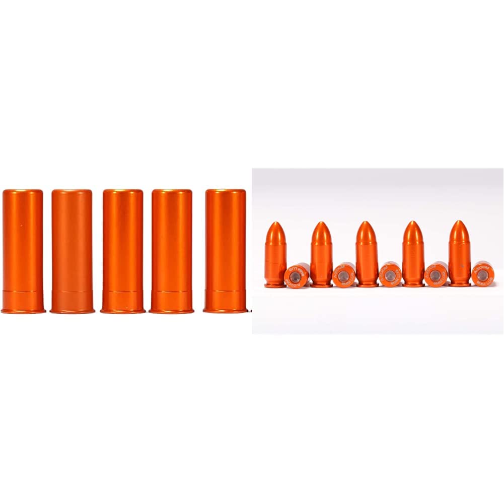 A-ZOOM 12 Gauge SNAP-Cap Orange Training Rounds (5PK) 9MM Luger SNAP Cap Orange Dummy Rounds (10PK, 15416)