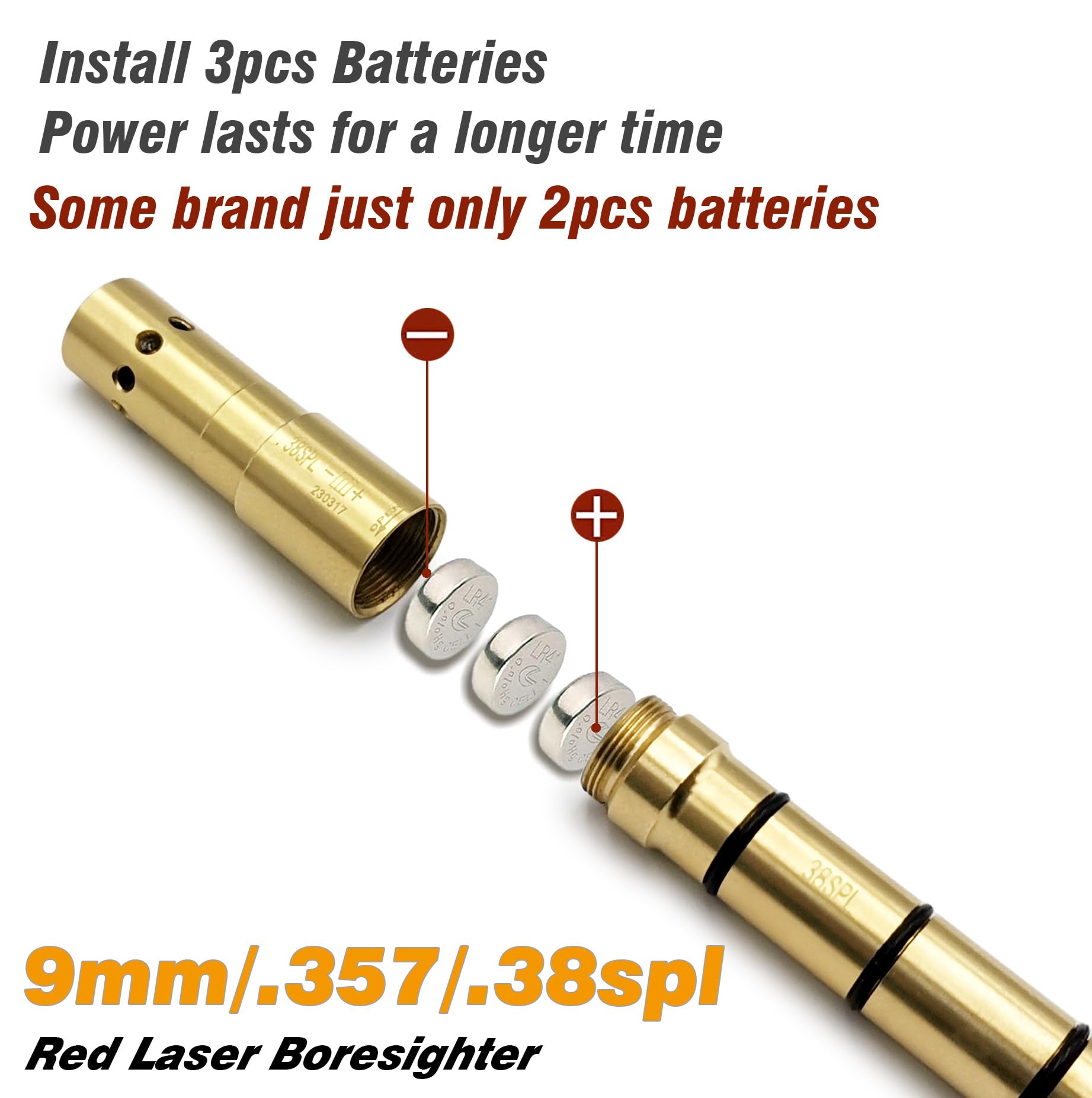 BOOLIT EYE 9MM/.38SPL/.357MAG/.380ACP Special Laser Boresighter End Barrel Laser Bore Sight Accurately and Easy to Fit Revolvers Pistols Rifle and Air Guns (9MM/.38SPL/.357MAG)