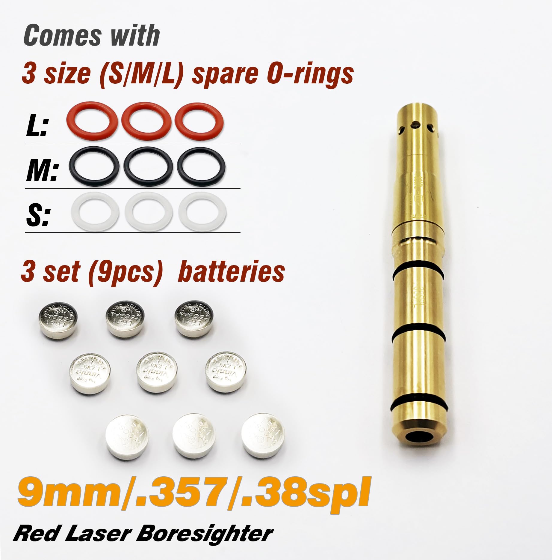 BOOLIT EYE 9MM/.38SPL/.357MAG/.380ACP Special Laser Boresighter End Barrel Laser Bore Sight Accurately and Easy to Fit Revolvers Pistols Rifle and Air Guns (9MM/.38SPL/.357MAG)