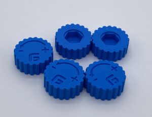 dillon powder measure knobs - 5 pack, dillon blue