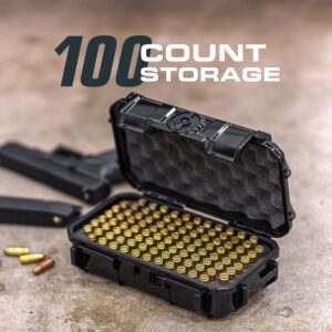 Seahorse 56 100 Round Locking Bullet/Ammo Storage Box - Mil Spec/Waterproof/USA Made/Dust Proof/Airtight - For 9mm .40 45 357 36 Special 5.56 NATO .223 Caliber Ammunition