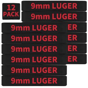 12 Pack Miaozhun 9mm Luger Magazine Marking Bands 9mm Luger Magazine Ammo Caliber Identification Bands (Black Red)