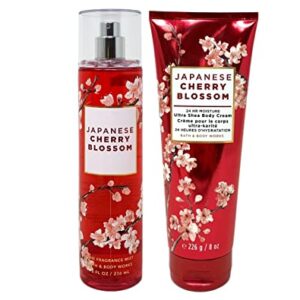 Bath & Body Works Fine Fragrance Mist & Ultra Shea Body Cream Japanese Cherry Blossom 2 Piece Set Full Size 8oz.