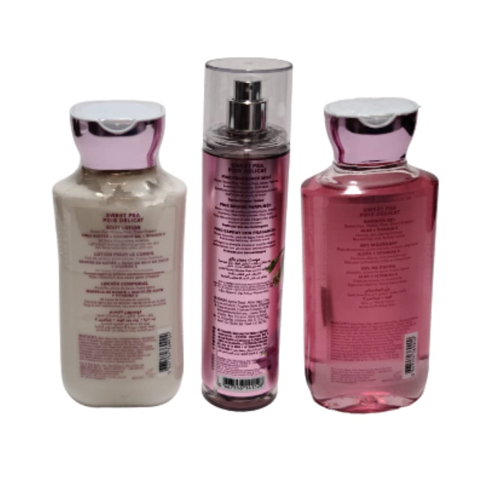 Bath and Body Works Sweet Pea Set, Body Lotion, Shower Gel and Fragrance Mist, Full Size