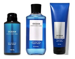 bath and body works - ocean - for men - 3 pc bundle - (2020 edition)