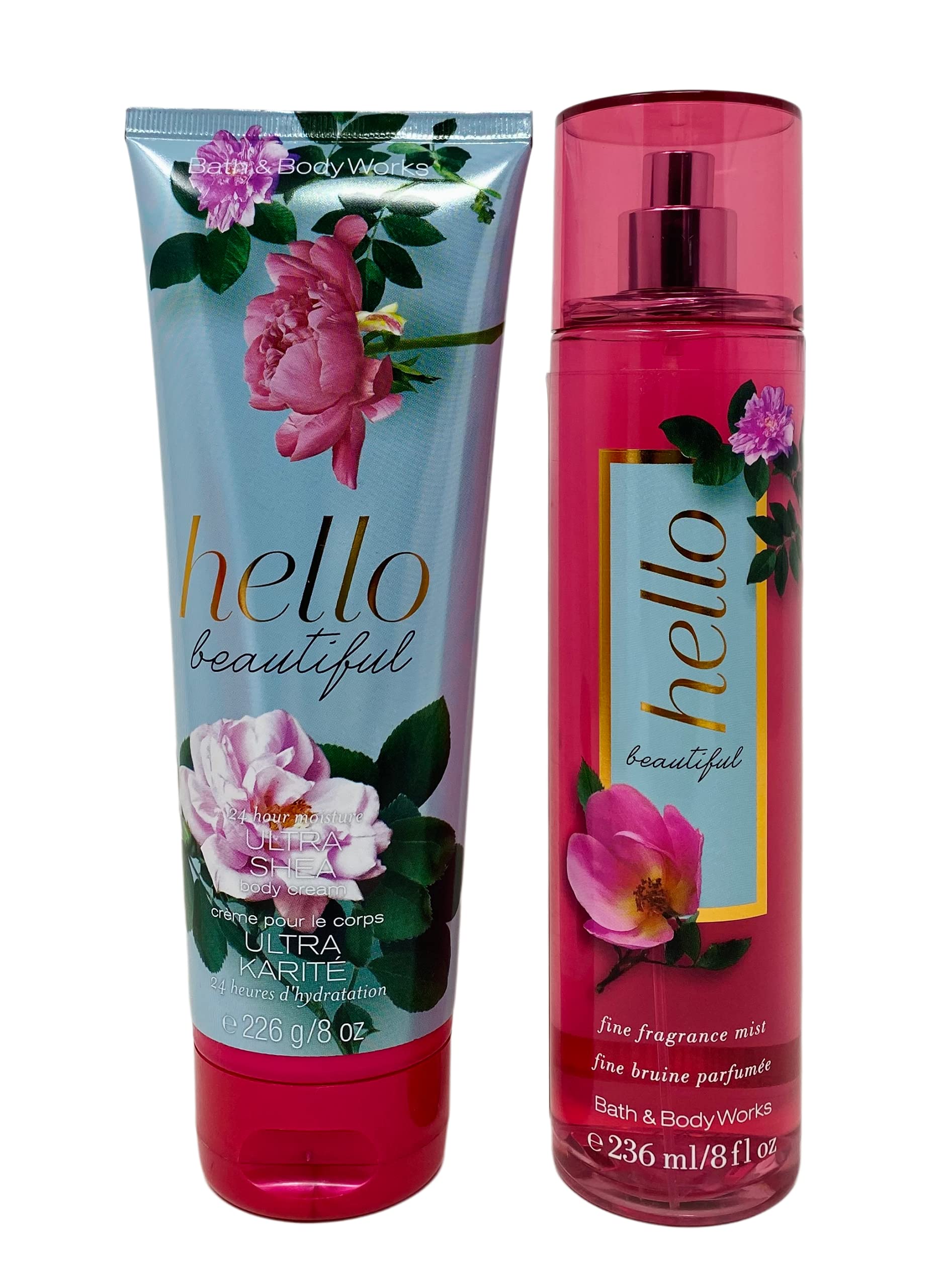 Bath & Body Works Bath and Body Works - Hello Beautiful - Gift Set - Fine Fragrance Mist & Body Cream - 2020 Full Size