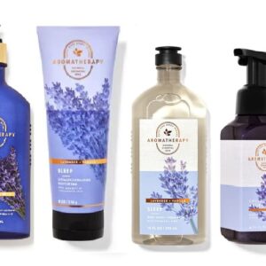 Bath & Body Works Bath and Body Works Aromatherapy LAVENDER + VANILLA Deluxe Gift Set - Body Cream - Body Lotion - Body Wash and Gentle Foaming Hand Soap