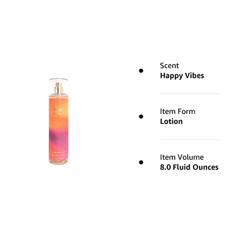 Bath & Body Works Happy Vibes Fine Fragrance Body Mist Spray 8 Ounce (Happy Vibes), 8 Fl Oz (Pack of 1)