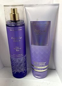 generic bath and body works - fresh cut lilacs - gift set - fine fragrance mist and body cream - 2021, full size