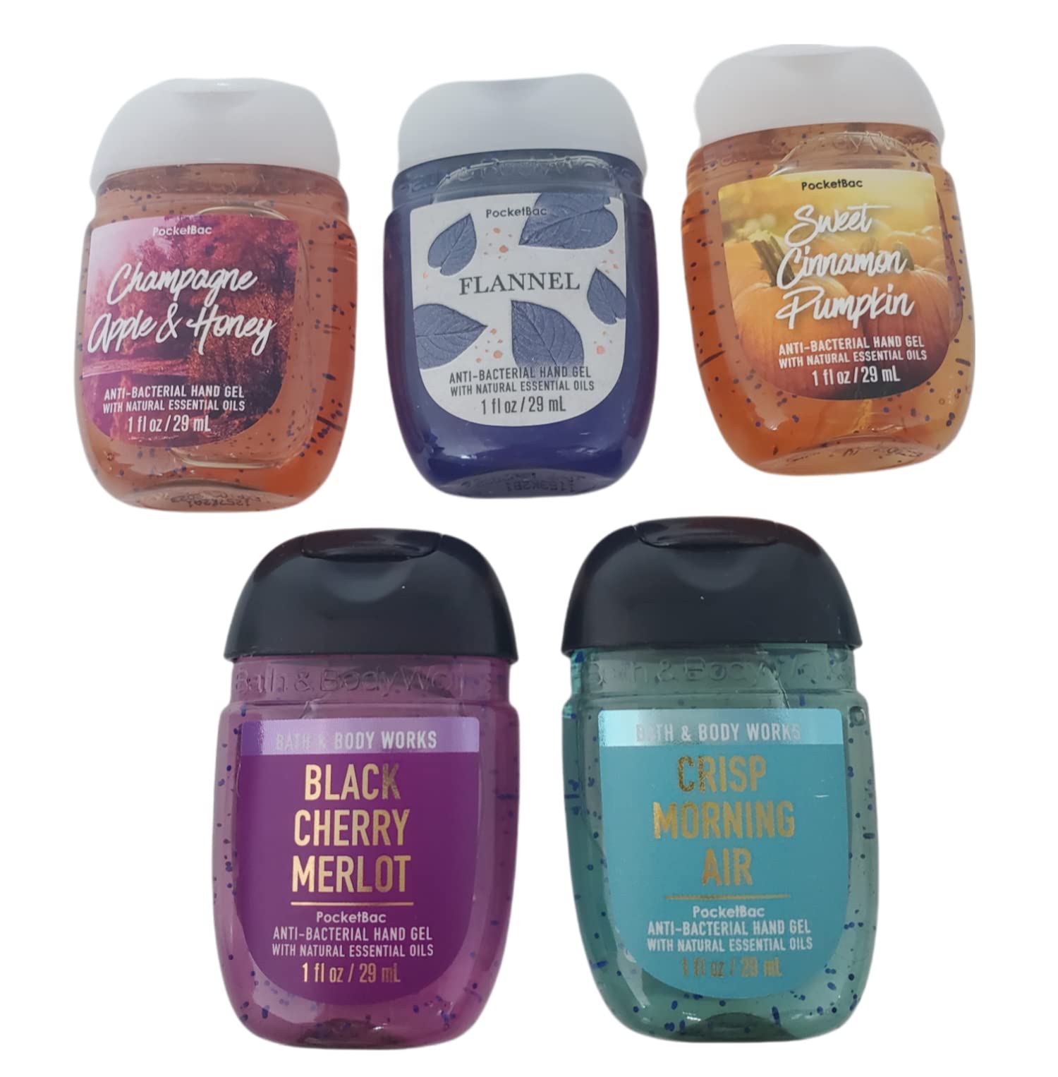 Bath and Body Works 5 Pack Pocketbac Hand Sanitizers Fall Bucket List 1 Oz.