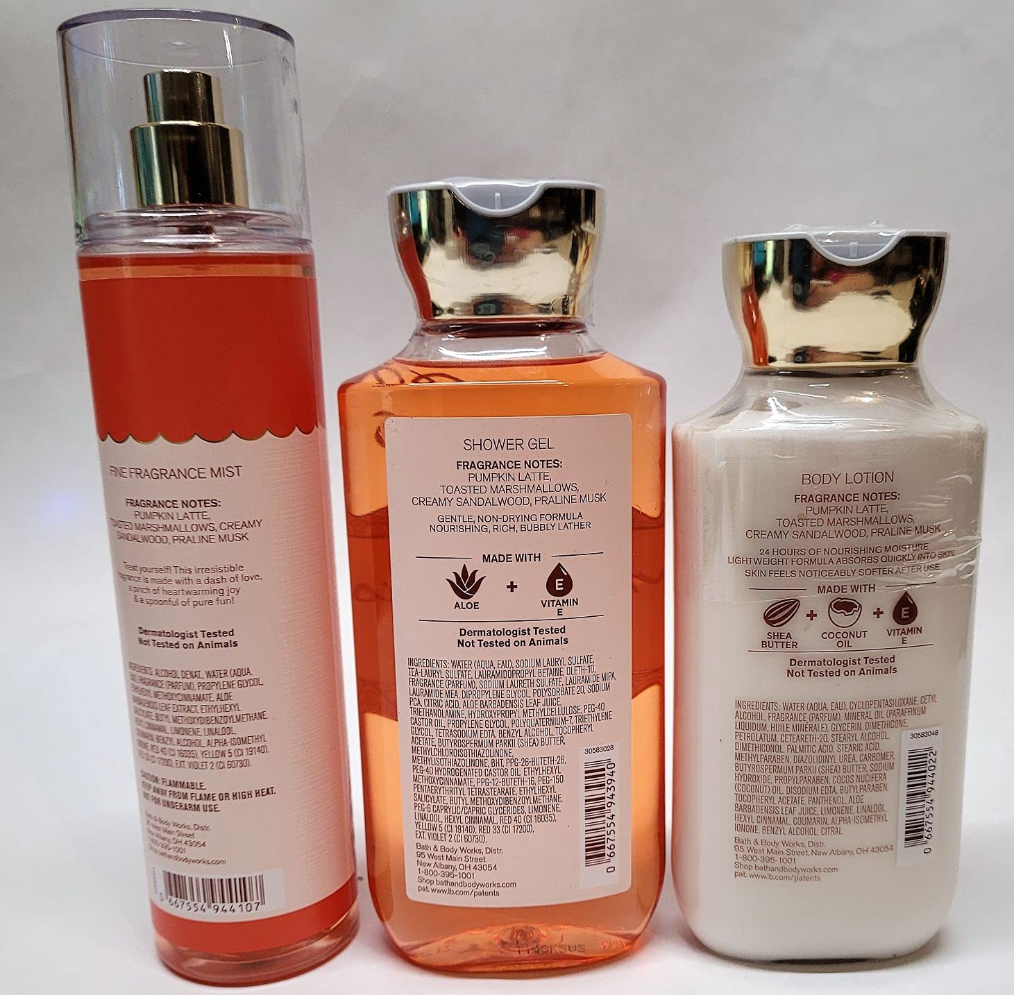 Bath & Body Works Marshmallow Pumpkin Latte 3 pc Bundle Shower Gel, Fine Fragrance Mist and Super Smooth Body Lotion