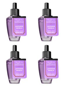 bath & body works lavender vanilla wallflower - four (4) refill bulbs - odor eliminating with fresh source