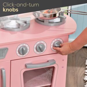 KidKraft Vintage Wooden Play Kitchen with Pretend Ice Maker and Play Phone, Pink