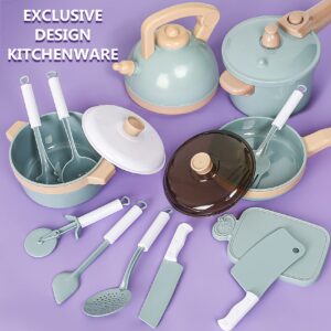 Shimirth Pretend Play Kitchen Accessories Playset, 38Pcs Kids Play Kitchen Toys with Play Pots and Pans, Utensils Cooking Toys, Cut Play Food Set, Canned Toy Food, Gift for Kids Toddlers Girls Boys