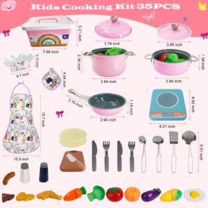 Holycco Kids Toy Kitchen Accessories, Toddler Kitchen Set for Kids with Play Pots and Pans, Play Kitchen Accessories Toy Gifts for Girls, Kids Kitchen Playset, Pretend Play Kitchen Toys for Girls Boys