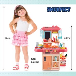 Surefect - Kitchen Play Set with Accessories- Mini Kitchen Set with Realistic Light Sound Steam Simulation- Indoor Games Cooking Playset with Water Outlet- Toys for Toddlers Children & Girls