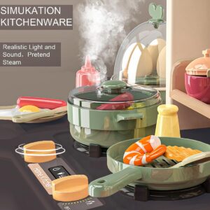 Play Kitchen - Kitchen Playset Pretend Food - Toy Accessories Set w/Real Sounds & Light, Play Sink, Cooking Stove with Steam, 65 PCS for Toddlers Kids 37 inch, Girls & Boys 3+ Years