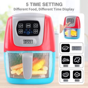 Toy Air Fryer for Kids, Kids Play Kitchen Playset Accessories, Chefs Pretend Play Kitchen Appliance Toys Oven w/Light, Sound, Play Food Grill Cooking Utensils for Kids Boys Girls Toddlers 1-3 2+