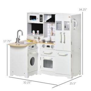 Qaba Large Play Kitchen with Full Set of Appliances for a Modern Day Pretend Kitchen, Tons of Storage, Corner Play Kitchen Set with Sound Effect, Educational Pretend Role Playset Game