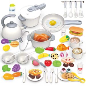 yalujumb kids kitchen toys,76pcs pretend play kitchen set cooking toys for kids girls boys toddlers, kitchen playset accessories with play food pots pans utensils and dishes