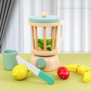 Wooden Blender Toys Play Set for Kids, Fruit Juicer Maker Toy, Montessori Pretend Play Food Kitchen Accessories for Toddler Girls and Boys (Juicer)