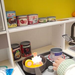 U DREAM Pretend Play Food Sets, Toy Canned Food for Kids, Play Kitchen Accessories, Grocery Store Pretend Play Food, 9 PCS Removable Lids.