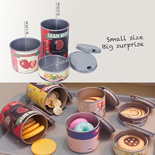 U DREAM Pretend Play Food Sets, Toy Canned Food for Kids, Play Kitchen Accessories, Grocery Store Pretend Play Food, 9 PCS Removable Lids.