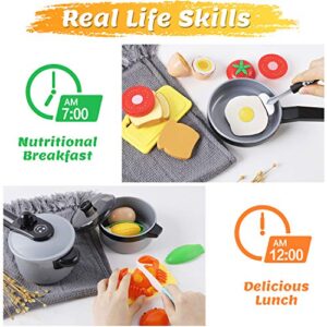 iPlay, iLearn Kids Kitchen Toy Accessories, Toddler Cooking Playset, Pretend Pots Pans Set, Fake Cookware Appliance Cutting Play Food, Utensils, Birthday Gift for 3 4 5 Years Old Girls Boys Baby Child