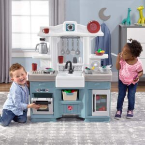 Step2 Timeless Trends Kitchen Set for Kids, Indoor/Outdoor Play Kitchen Set, Toddlers 2+ Years Old, 18 Piece Kitchen Toy Set, Easy to Assemble, Blue