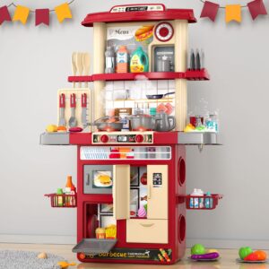 kids kitchen playset for toddlers girls, toy kitchen sets pretend play food toys for kids girls ages 3 4 5 6 7 8, play kitchen playset with light sound spray, toy kitchen for toddlers