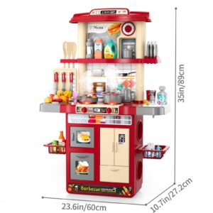 Kids Kitchen Playset for Toddlers Girls, Toy Kitchen Sets Pretend Play Food Toys for Kids Girls Ages 3 4 5 6 7 8, Play Kitchen Playset with Light Sound Spray, Toy Kitchen for Toddlers