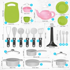 TECHNOK 83PCS Pretend Play Kitchen Toys Cookware with Play Food Toy Set - Play Dishes Cookware Set - Large Toy Pots and Pans for Kids Kitchen Pretend Dishes - Play Food Set - Cooking Utensils