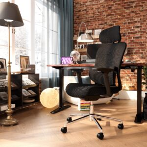 GABRYLLY Ergonomic Mesh Office Chair, Home Desk Chair with Adjustable Lumbar Support, 3D Armrest, Headrest, 4-Level Tilt Back, High Back Ergonomic Chairs with Wide Cushion Seat