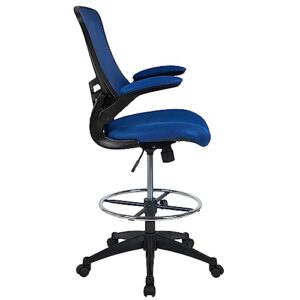 Flash Furniture Kelista Mid-Back Swivel Office Chair with Adjustable Seat Height, Ergonomic Mesh Desk Chair with Flip-Up Armrests, Blue