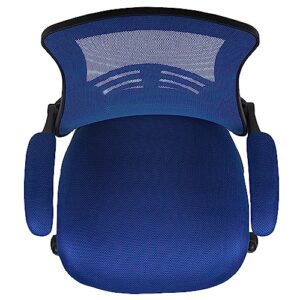 Flash Furniture Kelista Mid-Back Swivel Office Chair with Adjustable Seat Height, Ergonomic Mesh Desk Chair with Flip-Up Armrests, Blue