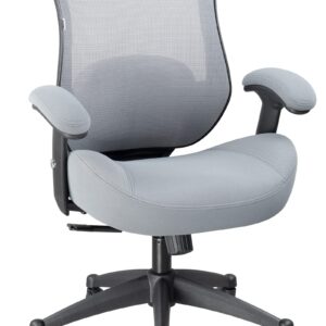 LONGBOSS Office Chair Ergonomic Desk Chair Mesh Computer Chair Height Adjusting Arm Waist Support Function -Grey