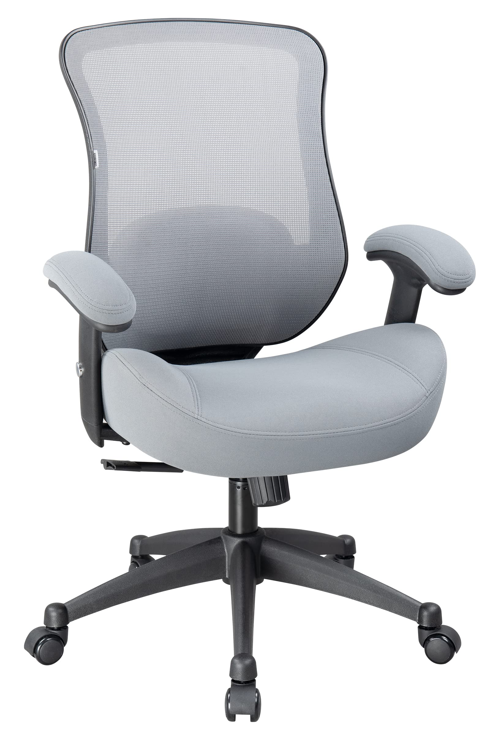 LONGBOSS Office Chair Ergonomic Desk Chair Mesh Computer Chair Height Adjusting Arm Waist Support Function -Grey