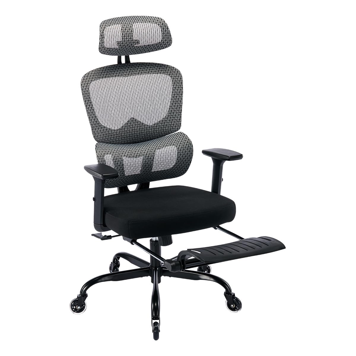 NOKAXUS Office Chair，Ergonomic Breathable Mesh Desk Chair with Lumbar Support,3D Armrest, Rubber Wheels,Gaming Chairs with footrest