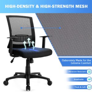 Giantex Ergonomic Mesh Executive Office Chair with Adjustable Lumbar Support, Swivel Managerial Chair with Rocking Function, High-Back Computer Chair, Home Office Desk Chair