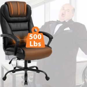 500 LBS Ergonomic Executive Office Chair, High Back Desk Chair with Massage Lumbar Support, Swivel Rocking Chair Computer Desk Chair with Padded Armrest and Adjustable Height, Black