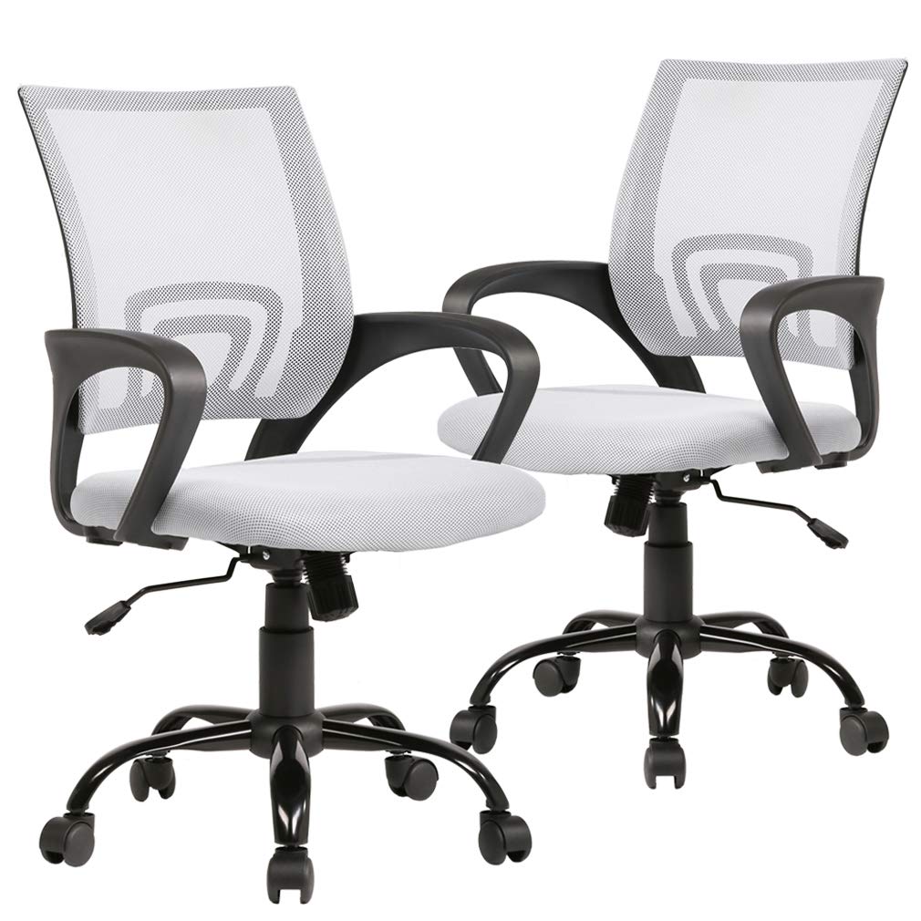 Set of 2 Ergonomic Office Chair Cheap Desk Chair Mesh Executive Computer Chair Lumbar Support for Women, Men White