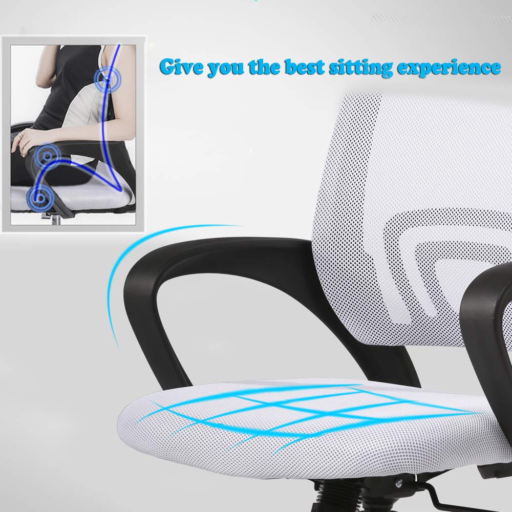 Set of 2 Ergonomic Office Chair Cheap Desk Chair Mesh Executive Computer Chair Lumbar Support for Women, Men White