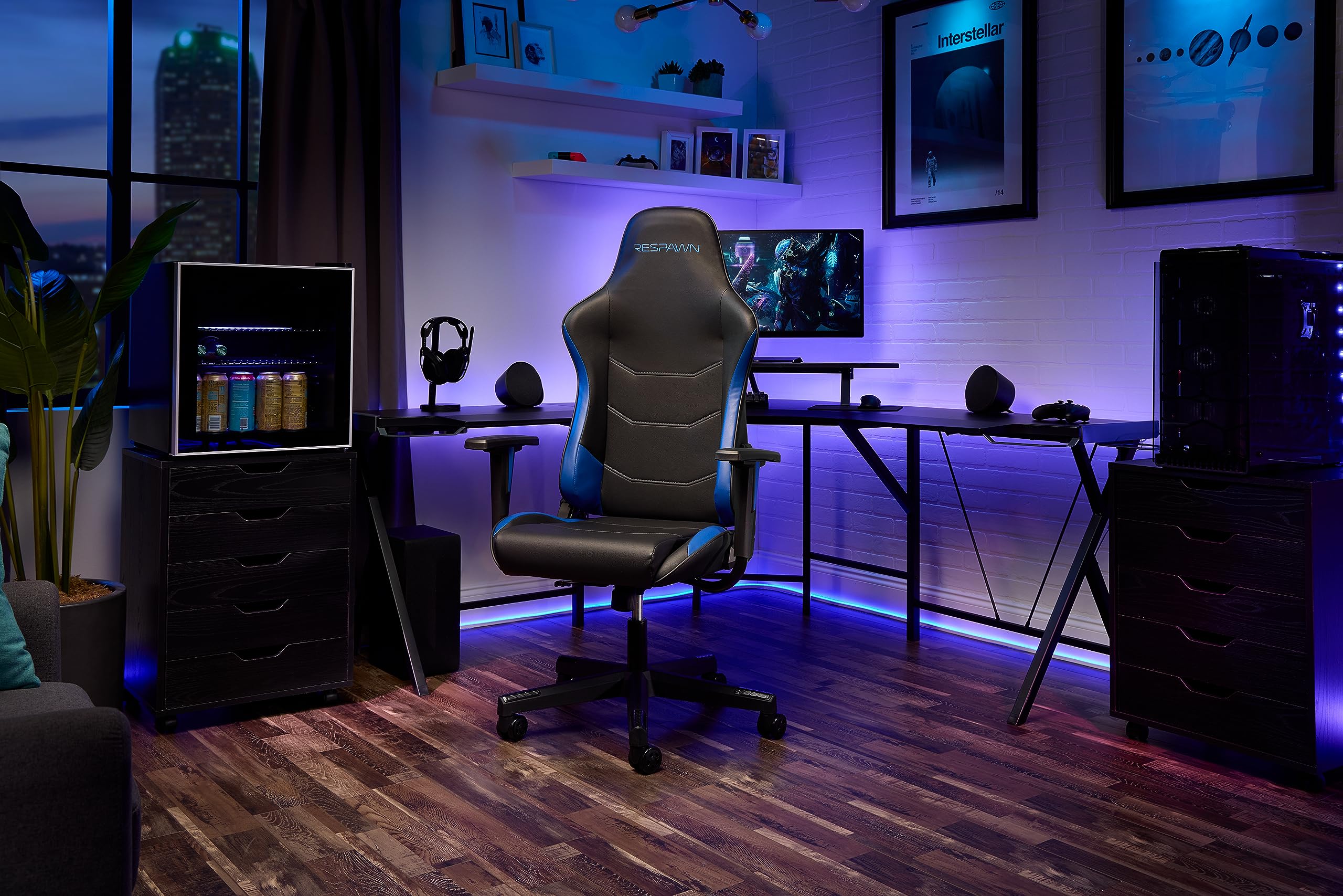 RESPAWN 110 Gaming Chair - Gamer Chair PC Computer Chair, Ergonomic Gaming Chairs, Office Chair with Integrated Headrest, Gaming Chair for Adults 135 Degree Recline with Angle Lock - Blue