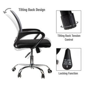 Mind Reader Wheels Office Chair, 22.5" L x 22.5" W x 37" H, Silver