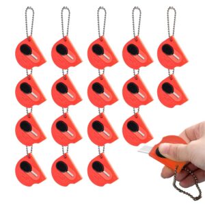 cmhx 18 pack mini portable utility office keychain with auto retractable blade pocket knives letter opener small box cutter(orange)