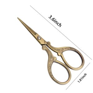 GAIFONGRE 3.5 inch Sewing Embroidery Scissors, Straight Sharp Stainless Steel Sharp Scissors with leather sheath cover,DIY tools for Threading Needlework Dressmaker Artwork Everyday Use (Bronze)