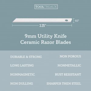 ToolTreaux 10-Pack Snap-off 9mm Utility Knife Ceramic Razor Blades, Ultra Sharp Craft Supplies