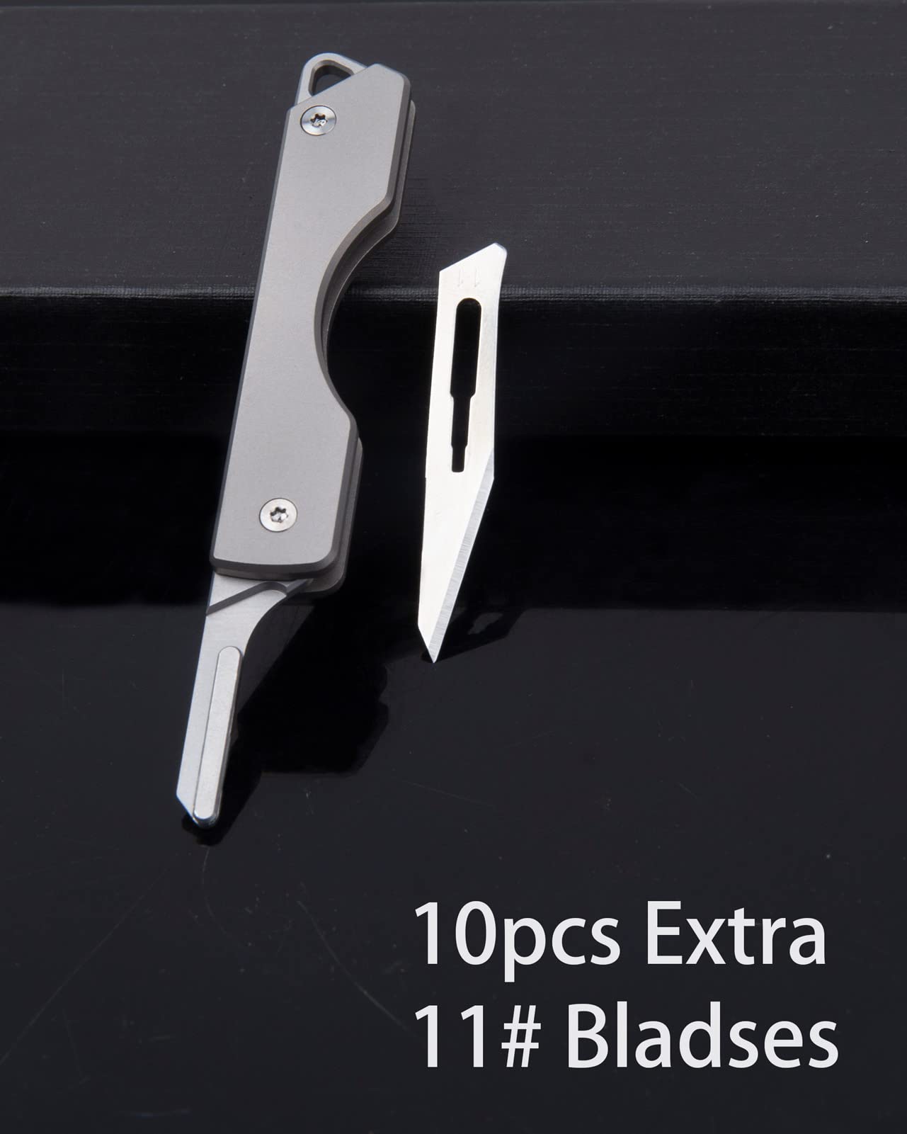 ainhue A23 Mini Scalpel Folding Pocket Knife with 10pcs #11 Replaceable Blade,2.3 inches TC4 Titanium Handle SlipJoint Utility EDC Knives