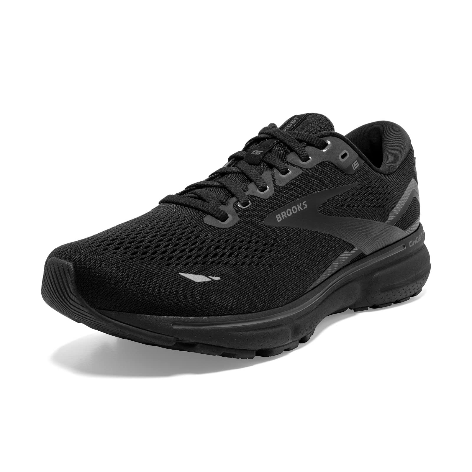 Brooks Women's Ghost 15 Neutral Running Shoe - Black/Black/Ebony - 8 Medium