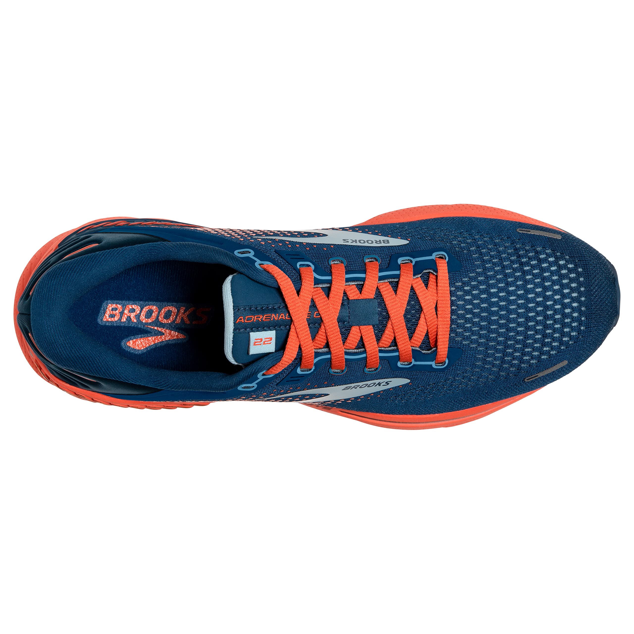 Brooks Men's Adrenaline GTS 22 Supportive Running Shoe - Blue/Light Blue/Orange - 15 Medium